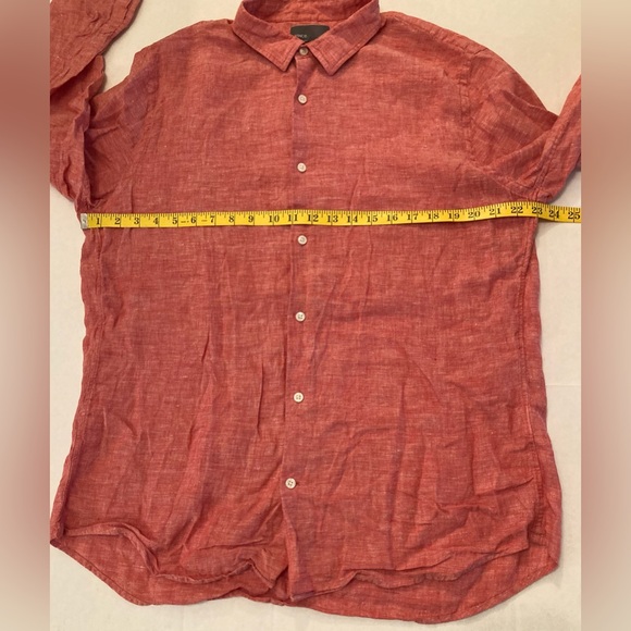 Vince 🟣 Men's Size XL Linen Button-Up Shirt in Salmon - Picture 5 of 8